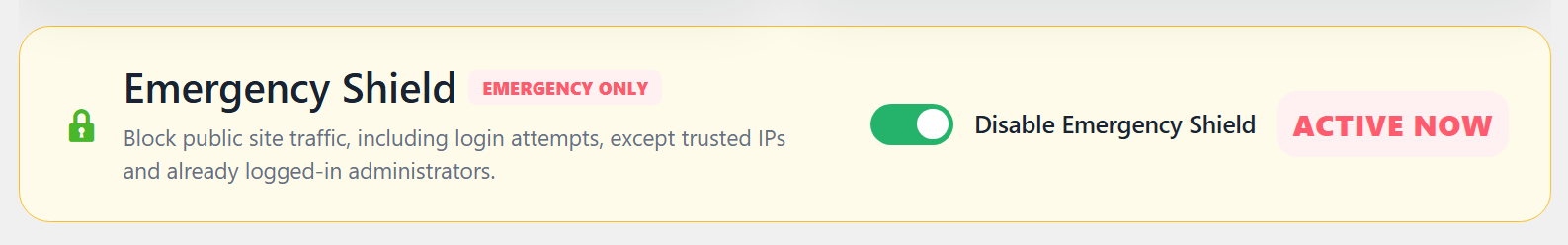 Emergency Shield Protection settings
