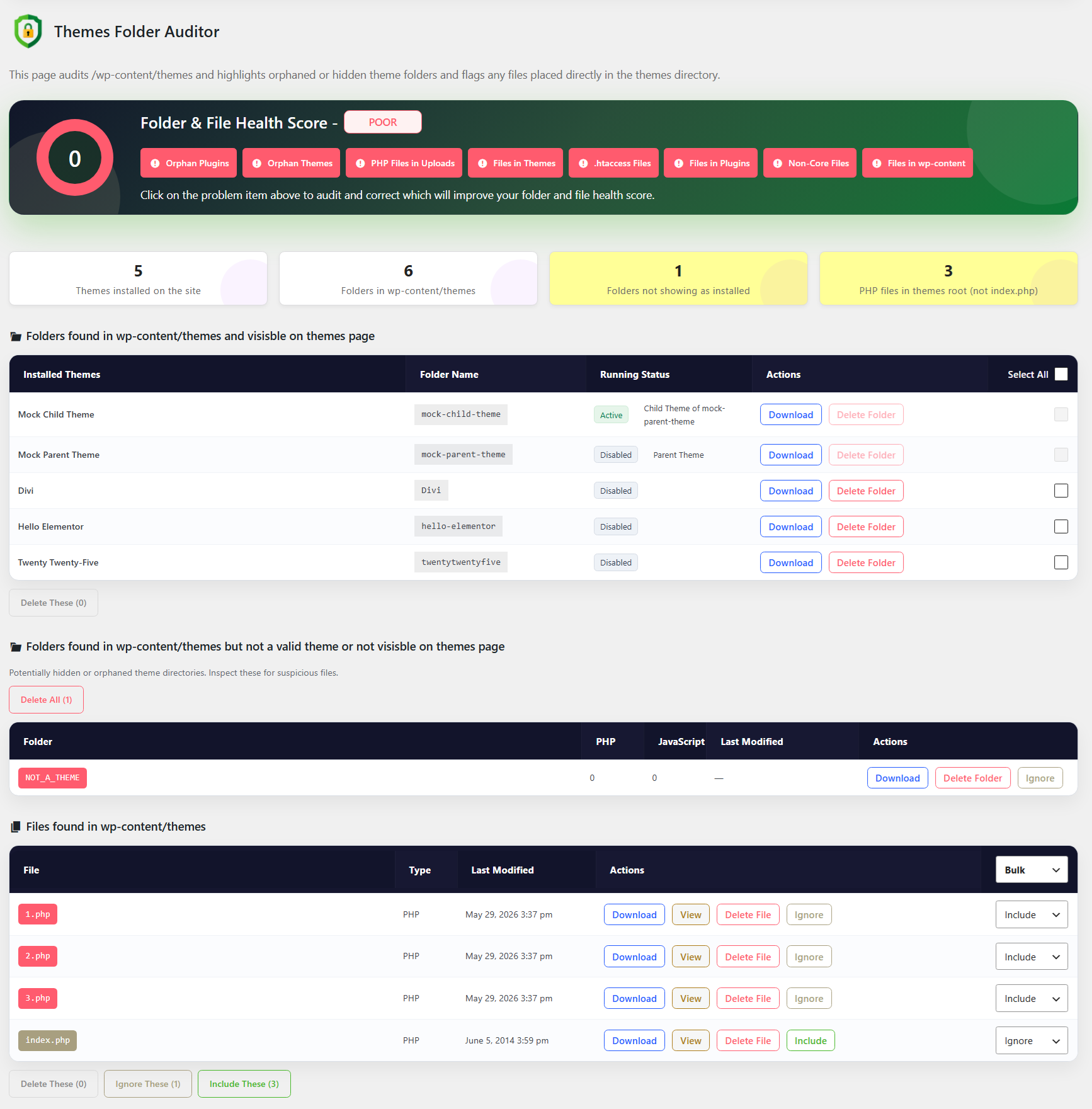 Themes Folder Auditor