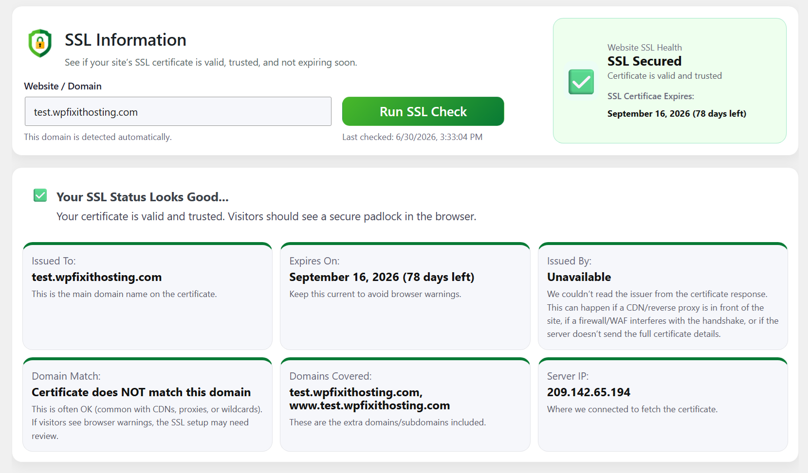 SSL Information